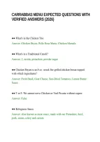 Carrabbas Menu Expected Questions With Verified Answers &lpar;2026&rpar;&period;Pdf&NewLine;&NewLine;