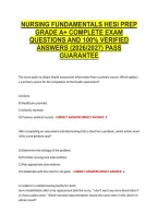 Nursing Fundamentals Hesi Prep &NewLine;Grade A&plus; Complete Exam &NewLine;Questions And 100&percnt; Verified &NewLine;Answers &lpar;2026&sol;2027&rpar; Pass &NewLine;Guarantee 