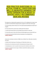 Hesi Practice Questions Ch&period; 1-3 &NewLine;Actual Exam All Questions And &NewLine;Well Elaborated Answers Top &NewLine;Rated Version For Already A&plus; &NewLine;Graded Highly Recommended &NewLine;&vert;New And Revised