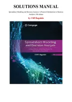 Solutions Manual for Spreadsheet Modeling and Decision Analysis&colon; A Practical Introduction to Business Analytics&comma; 9th Edition by Cliff Ragsdale&comma; Chapter 1-15 &vert; All Chapters 