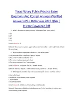 Texas Notary Public Practice Exam &NewLine;Questions And Correct Answers &lpar;Verified &NewLine;Answers&rpar; Plus Rationales 2025 Q&A &vert; &NewLine;Instant Download Pdf 