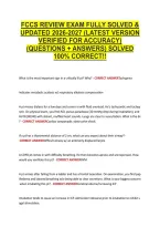 Fccs Review Exam Fully Solved & &NewLine;Updated 2026-2027 &lpar;Latest Version &NewLine;Verified For Accuracy&rpar; &NewLine;&lpar;Questions &plus; Answers&rpar; Solved &NewLine;100&percnt; Correct&excl;&excl; 