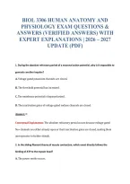 Biol 3306 Human Anatomy And&NewLine;Physiology Exam Questions &&NewLine;Answers &lpar;Verified Answers&rpar; With&NewLine;Expert Explanations &vert; 2026 &ndash; 2027&NewLine;Update &lpar;Pdf&rpar;