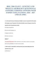 Biol 3306 Exam 2 - Genetics And&NewLine;Molecular Biology Questions &&NewLine;Answers &lpar;Verified Answers&rpar; With&NewLine;Expert Explanations &vert; 2026 &ndash; 2027&NewLine;Update &lpar;Pdf&rpar;