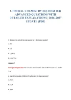 General Chemistry Ii &lpar;Chem 104&rpar;&NewLine;Advanced Questions With&NewLine;Detailed Explanations &vert; 2026&ndash;2027&NewLine;Update &lpar;Pdf&rpar;