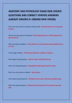 Anatomy And Physiology Exam 2026 Update&NewLine;Questions And Correct Verified Answers&NewLine;Already Graded A&plus; &lpar;Brand New Vision&rpar;