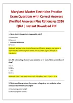 Maryland Master Electrician Practice Exam Questions with Correct Answers &lpar;Verified Answers&rpar; Plus Rationales 2026 Q&A &vert; Instant Download Pdf