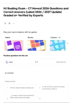 NJ Boating Exam - CT Newest 2026 Questions and Correct Answers &lpar;Latest 2026 &sol; 2027 Update&rpar; Graded A&plus; Verified by Experts