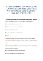Certified Pediatric Nurse &lpar;Cpn&rpar;&NewLine;Advanced Exam Prep Questions&NewLine;With Detailed Explanations &vert;&NewLine;2026&ndash;2027 Update &lpar;Pdf&rpar;