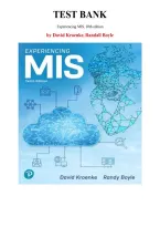 Test Bank for Experiencing MIS&comma; 10th edition by David Kroenke&comma; Randall Boyle&comma; Chapter 1-12 &vert; All Chapters