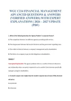 Wgu C214 Financial Management&NewLine;Advanced Questions & Answers&NewLine;&lpar;Verified Answers&rpar; With Expert&NewLine;Explanations &vert; 2026 &ndash; 2027 Update&NewLine;&lpar;Pdf&rpar;