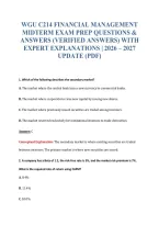 Wgu C214 Financial Management&NewLine;Midterm Exam Prep Questions &&NewLine;Answers &lpar;Verified Answers&rpar; With&NewLine;Expert Explanations &vert; 2026 &ndash; 2027&NewLine;Update &lpar;Pdf&rpar;