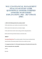 Wgu C214 Financial Management&NewLine;Final Exam Study Guide&NewLine;Questions & Answers &lpar;Verified&NewLine;Answers&rpar; With Expert&NewLine;Explanations &vert; 2026 &ndash; 2027 Update&NewLine;&lpar;Pdf&rpar;