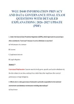 Wgu D440 Information Privacy&NewLine;And Data Governance Final Exam&NewLine;Questions With Detailed&NewLine;Explanations &vert; 2026&ndash;2027 Update&NewLine;&lpar;Pdf&rpar;