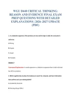 Wgu D440 Critical Thinking&colon;&NewLine;Reason And Evidence Final Exam&NewLine;Prep Questions With Detailed&NewLine;Explanations &vert; 2026&ndash;2027 Update&NewLine;&lpar;Pdf&rpar;