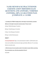 Nams Menopause Practitioner&NewLine;Certification Midterm Exam&NewLine;Questions And Answers &lpar; Verified&NewLine;Answers&rpar;&comma; 100&percnt; Guaranteed Pass&NewLine;&vert;&vert;Complete A&plus; Guide