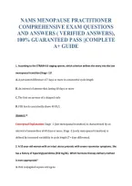 Nams Menopause Practitioner&NewLine;Comprehensive Exam Questions&NewLine;And Answers &lpar; Verified Answers&rpar;&comma;&NewLine;100&percnt; Guaranteed Pass &vert;&vert;Complete&NewLine;A&plus; Guide