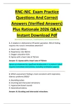 RNC-NIC  Exam Practice &NewLine;Questions And Correct &NewLine;Answers &lpar;Verified Answers&rpar; &NewLine;Plus Rationale 2026 Q&A&vert; &NewLine;Instant Download Pdf 