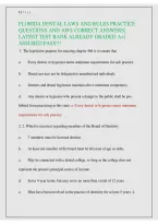 Florida Dental Law and Rules &vert; Study Guide&comma; Practice Questions & Exam Review &vert; 2026&sol;2027