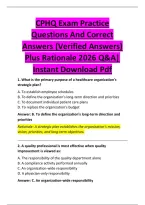 CPHQ Exam Practice &NewLine;Questions And Correct &NewLine;Answers &lpar;Verified Answers&rpar; &NewLine;Plus Rationale 2026 Q&A&vert; &NewLine;Instant Download Pdf 