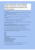 &NewLine;Florida Chiropractic Laws and Rules 2025 &vert; Comprehensive Questions & Verified Answers &vert; Study Guide&comma; Practice Questions & Exam Review &vert; 2026&sol;2027
