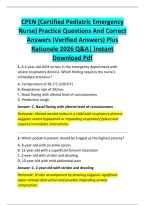 CPEN &lpar;Certified Pediatric Emergency &NewLine;Nurse&rpar; Practice Questions And Correct &NewLine;Answers &lpar;Verified Answers&rpar; Plus &NewLine;Rationale 2026 Q&A&vert; Instant &NewLine;Download Pdf