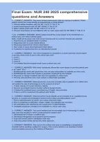 NUR 240 Final Exam 2025 &vert; Comprehensive Questions & Answers &vert; Study Guide&comma; Practice Questions & Exam Review &vert; 2026&sol;2027