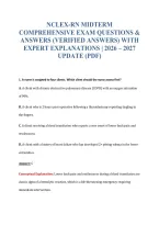 Nclex-Rn Midterm&NewLine;Comprehensive Exam Questions &&NewLine;Answers &lpar;Verified Answers&rpar; With&NewLine;Expert Explanations &vert; 2026 &ndash; 2027&NewLine;Update &lpar;Pdf&rpar;