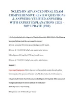 Nclex-Rn Advanced Final Exam&NewLine;Comprehensive Review Questions&NewLine;& Answers &lpar;Verified Answers&rpar;&NewLine;With Expert Explanations &vert; 2026 &ndash;&NewLine;2027 Update &lpar;Pdf&rpar;