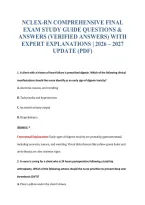 Nclex-Rn Comprehensive Final&NewLine;Exam Study Guide Questions &&NewLine;Answers &lpar;Verified Answers&rpar; With&NewLine;Expert Explanations &vert; 2026 &ndash; 2027&NewLine;Update &lpar;Pdf&rpar;