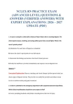 Nclex-Rn Practice Exam&NewLine;&lpar;Advanced Level&rpar; Questions &&NewLine;Answers &lpar;Verified Answers&rpar; With&NewLine;Expert Explanations &vert; 2026 &ndash; 2027&NewLine;Update &lpar;Pdf&rpar;