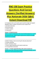 RNC-OB Exam Practice &NewLine;Questions And Correct &NewLine;Answers &lpar;Verified Answers&rpar; &NewLine;Plus Rationale 2026 Q&A&vert; &NewLine;Instant Download Pdf 