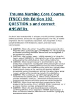 Trauma Nursing Core Course &lpar;TNCC&rpar; 9th Edition 192 QUESTION s and correct ANSWERs 