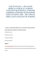 Nur 253 Exam 1 - Advanced&NewLine;Medical-Surgical Nursing&NewLine;Concepts Questions & Answers&NewLine;&lpar;Verified Answers&rpar; With Expert&NewLine;Explanations &vert; 2026 &ndash; 2027 Update&NewLine;&lpar;Pdf&rpar; Galen College Of Nursing