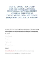 Nur 253 Exam 3 - Advanced&NewLine;Medical-Surgical Nursing&NewLine;Questions & Answers &lpar;Verified&NewLine;Answers&rpar; With Expert&NewLine;Explanations &vert; 2026 &ndash; 2027 Update&NewLine;&lpar;Pdf&rpar; Galen College Of Nursing