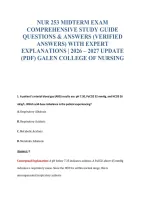 Nur 253 Midterm Exam&NewLine;Comprehensive Study Guide&NewLine;Questions & Answers &lpar;Verified&NewLine;Answers&rpar; With Expert&NewLine;Explanations &vert; 2026 &ndash; 2027 Update&NewLine;&lpar;Pdf&rpar; Galen College Of Nursing