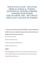 Nur 253 Final Exam - Advanced&NewLine;Medical-Surgical Nursing&NewLine;Questions & Answers &lpar;Verified&NewLine;Answers&rpar; With Expert&NewLine;Explanations &vert; 2026 &ndash; 2027 Update&NewLine;&lpar;Pdf&rpar; Galen College Of Nursing