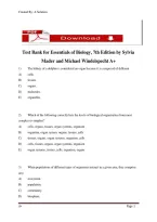 Test Bank for Essentials of Biology 7th Edition by Sylvia Mader & Michael Windels &ndash; Questions & Answers