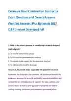 Delaware Road Construction Contractor &NewLine;Exam Questions and Correct Answers &NewLine;&lpar;Verified Answers&rpar; Plus Rationale 2027 &NewLine;Q&A&vert; Instant Download Pdf