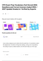 CPO Exam Prep Vocabulary Test Newest 2026 Questions and Correct Answers &lpar;Latest 2026 &sol; 2027 Update&rpar; Graded A&plus; Verified by Experts
