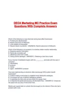DECA Marketing MC Practice Exam Questions With Complete Answers