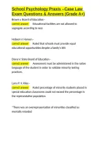 School Psychology Praxis --Case Law Exam Questions & Answers &lpar;Grade A&plus;&rpar;&period;docx&NewLine;&NewLine;