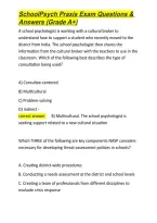 SchoolPsych Praxis Exam Questions & Answers &lpar;Grade A&plus;&rpar;&period;docx&NewLine;&NewLine;