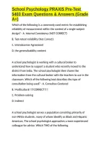 School Psychology PRAXIS Pre-Test 5403 Exam Questions & Answers &lpar;Grade A&plus;&rpar;&period;docx&NewLine;&NewLine;