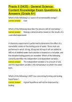 Praxis II &lpar;5435&rpar; - General Science Content Knowledge Exam Questions & Answers &lpar;Grade A&plus;&rpar;&period;docx&NewLine;&NewLine;