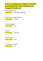 Praxis Fundamental Subjects Content Knowledge 5511 Exam Questions & Answers &lpar;Grade A&plus;&rpar;&period;docx&NewLine;&NewLine;