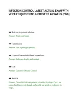Infection Control Latest Actual Exam With Verified Questions & Correct Answers &lpar;2026&rpar;&period;Pdf&NewLine;&NewLine;