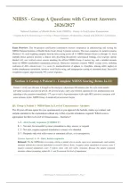 NIHSS GROUP A ACTUAL EXAM 2026&sol;2027 &vert; 66 Questions &vert; 6 Patient Scenarios Item-by-Item Scoring &vert; Correct Answers & Rationales &vert; Pass Guaranteed - A&plus; Graded&NewLine;&NewLine;