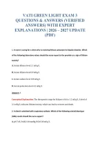 Vati Green Light Exam 3&NewLine;Questions & Answers &lpar;Verified&NewLine;Answers&rpar; With Expert&NewLine;Explanations &vert; 2026 &ndash; 2027 Update&NewLine;&lpar;Pdf&rpar;