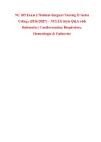 NU 185 Exam 2 Medical-Surgical Nursing II Galen &NewLine;College &lpar;2026&sol;2027&rpar; &ndash; NCLEX-Style Q&A with &NewLine;Rationales &vert; Cardiovascular&comma; Respiratory&comma; &NewLine;Hematologic & Endocrine 
